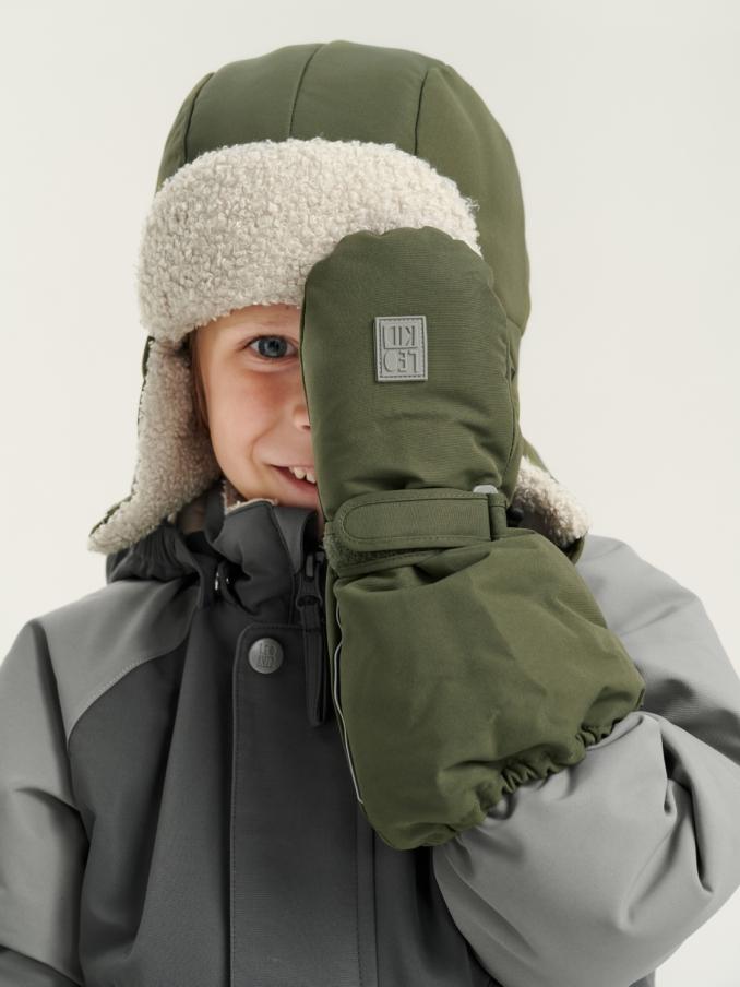 Варежки краги "LEOKID" Color Block - р. 1-2 г. и 4-6 лет - хаки