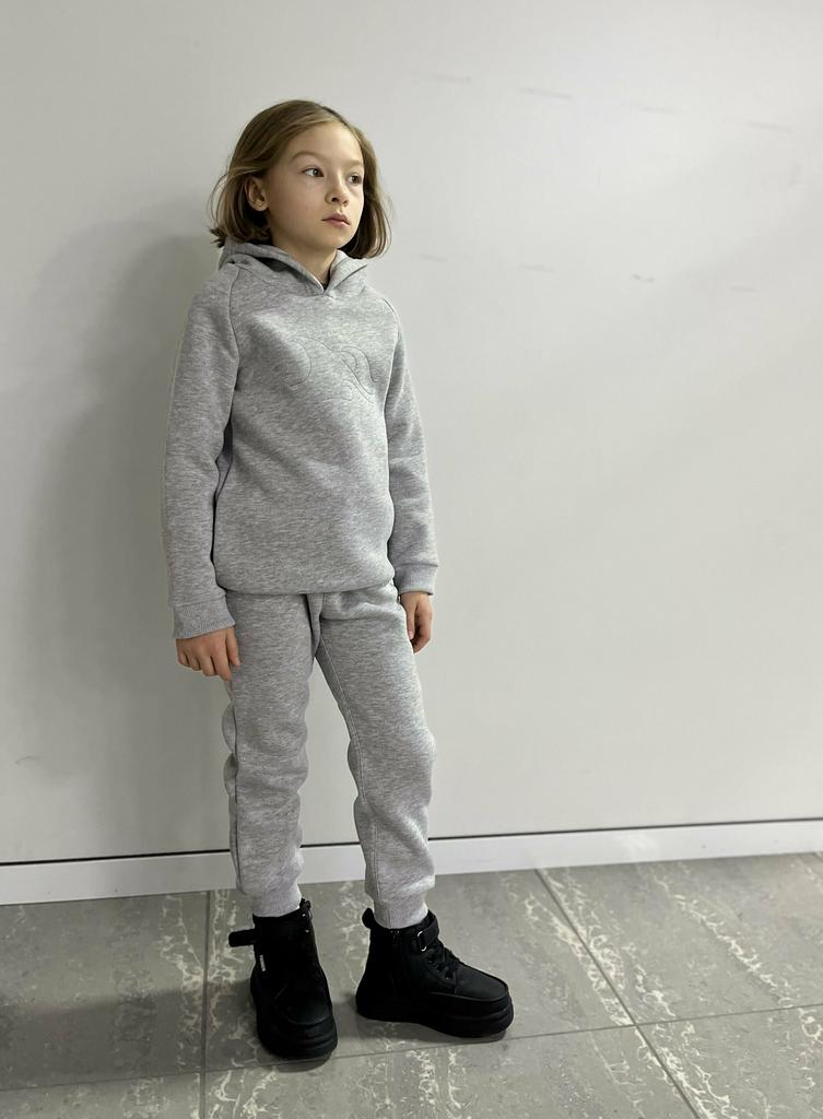 Костюм Hello,Baby "Wave=Волна" р. 122-128, 128-134 см (футер с начесом) - серый меланж