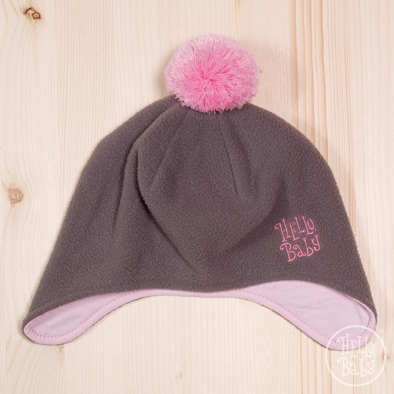 Шапки флис/хлопок 6/18 мес - серый