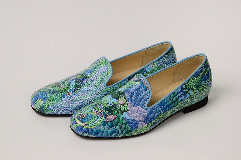 Слиперы женские из кожи  "Морской конек"