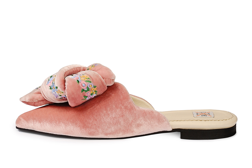 Мюли бархатные розвые "Вильмон" с бантом р. 36