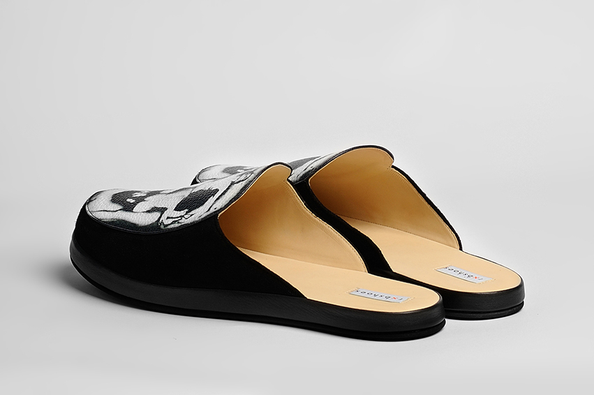 Мужские клоги/тапочки из кожи "Череп в искусстве"