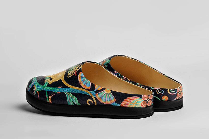 Мужские  клоги/тапочки из кожи "Волшебные Лемуры"