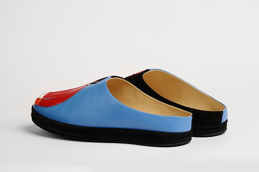 Мужские клоги/тапочки из кожи  "Супрематизм"