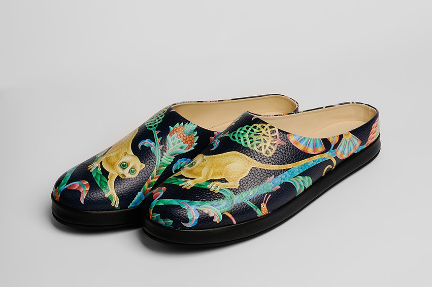 Женские клоги/тапочки из кожи "Волшебные Лемуры"