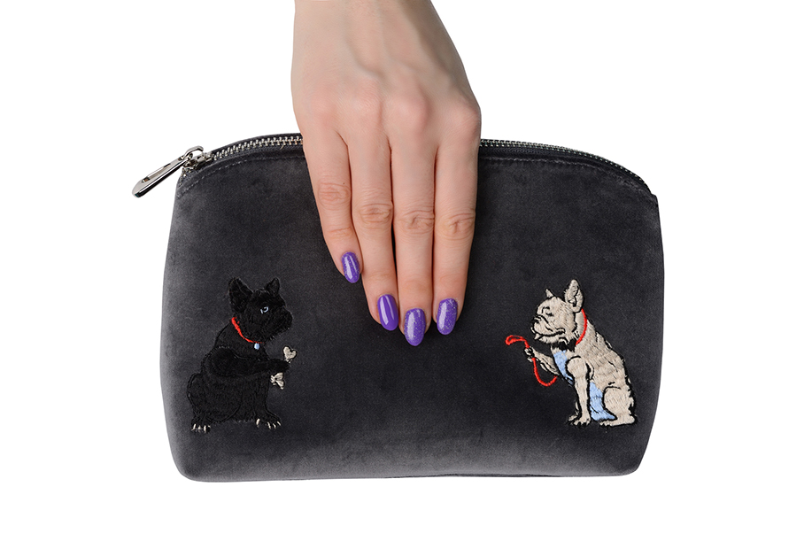Косметичка из бархата с собачками