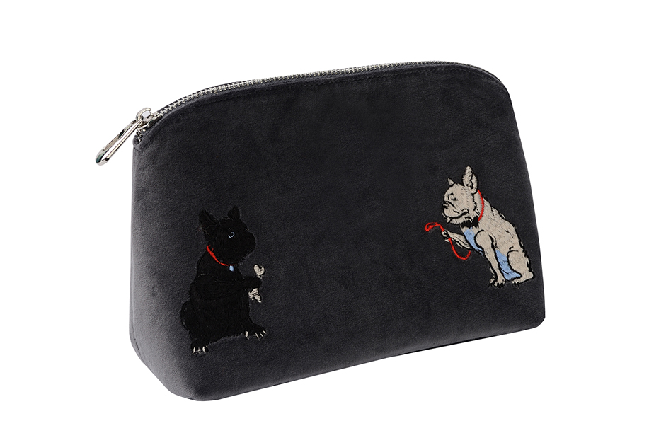 Косметичка из бархата с собачками