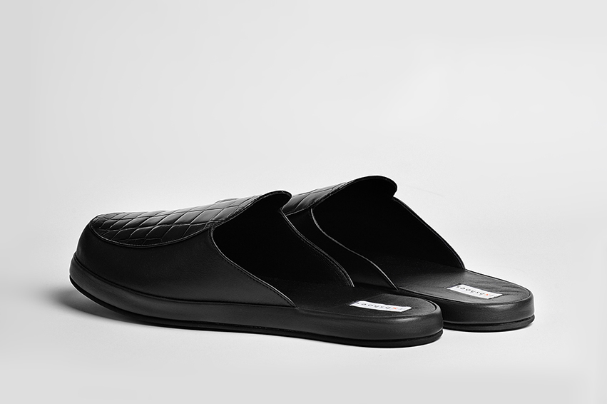 Мужские клоги/тапочки из кожи черные