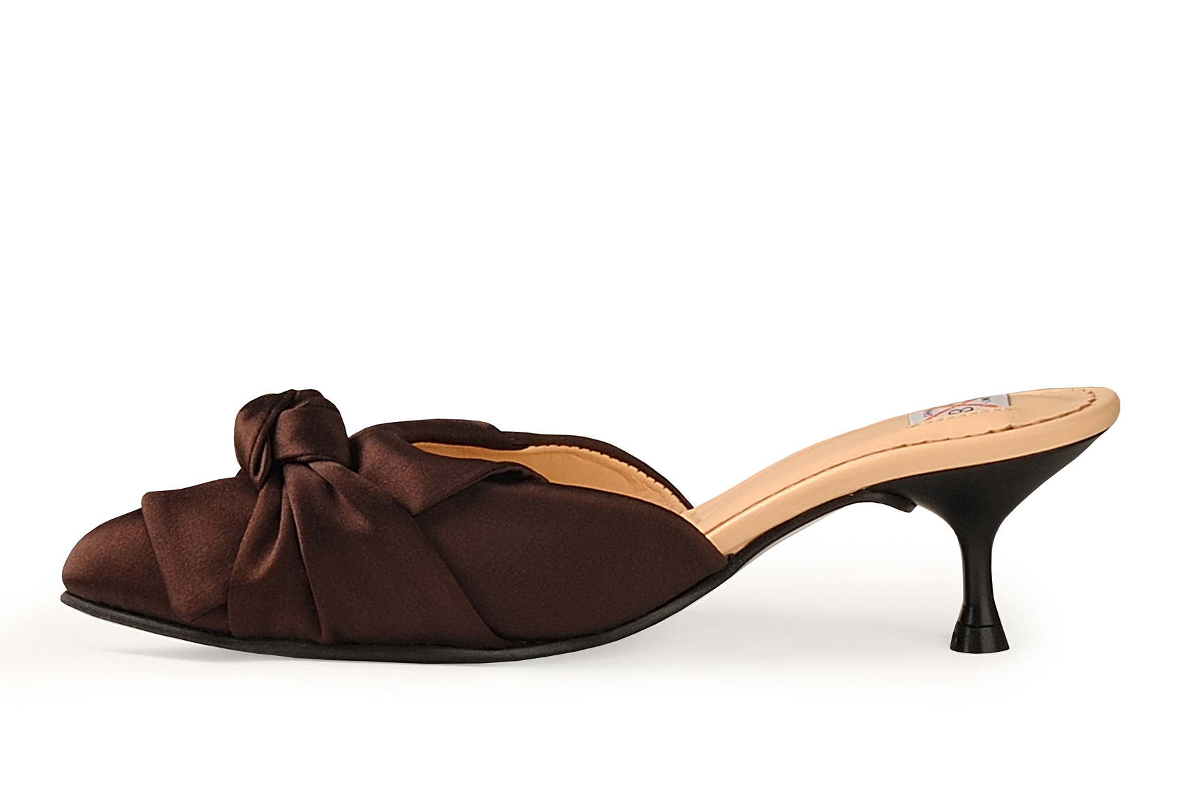 Мюли шелковые женские шоколадные "Рикки" р.36