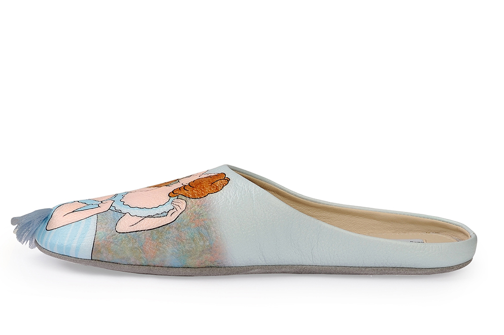 Женские тапочки из кожи «Голубые танцовщицы»