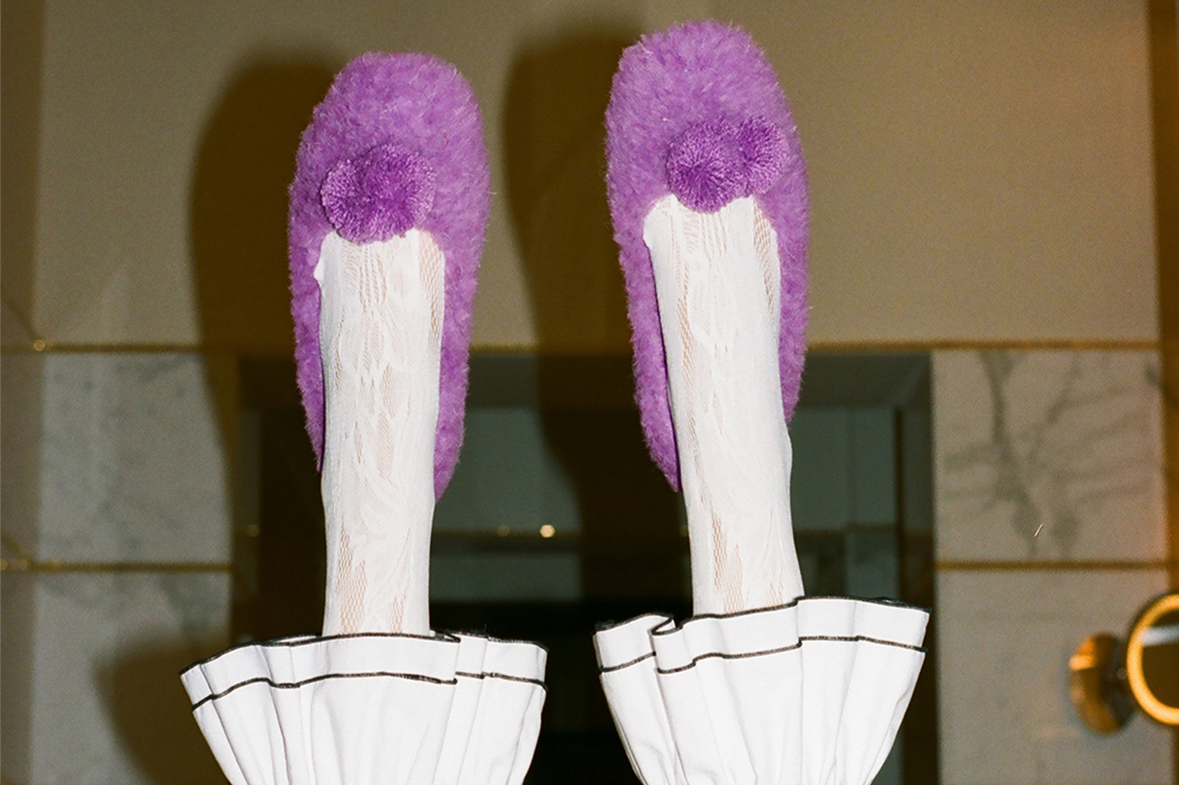 Балетки из шерстяного меха фиолетовые р,36,41