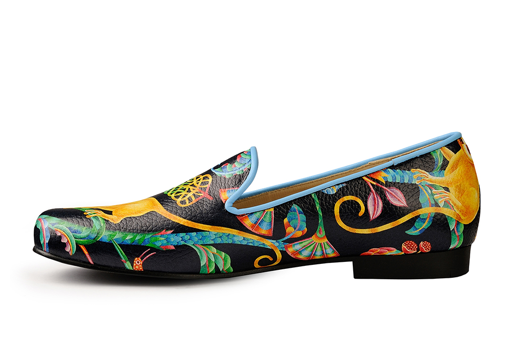 Слиперы женские из кожи "Волшебные лемуры"