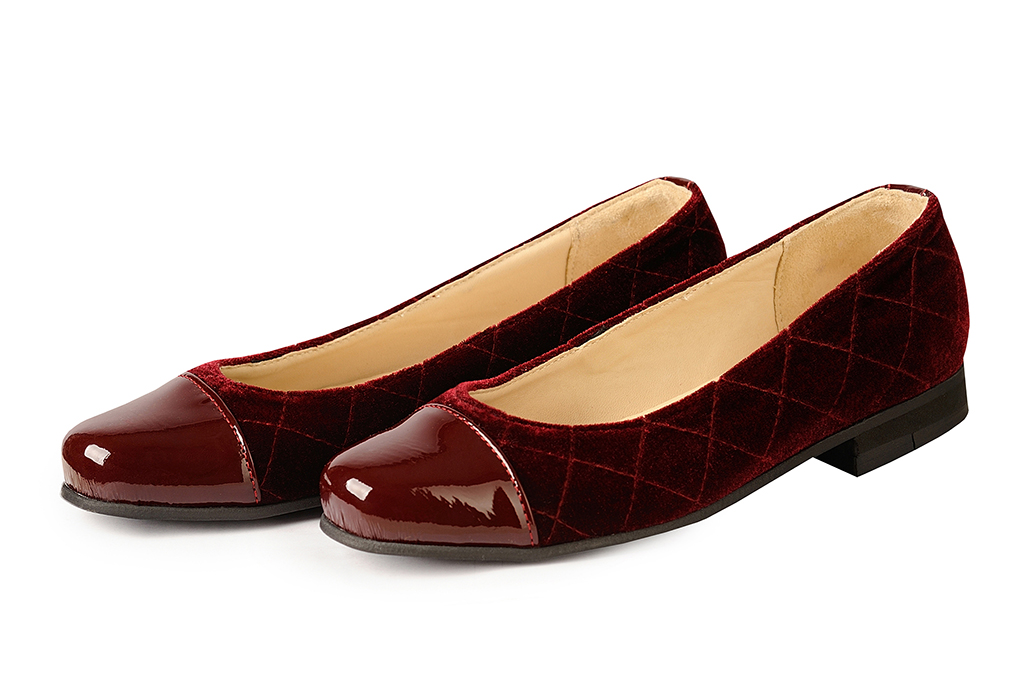 Детские бархатные балетки бордо 20219