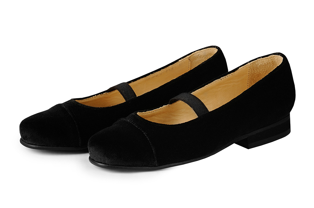 Детские бархатные балетки черные 2020123