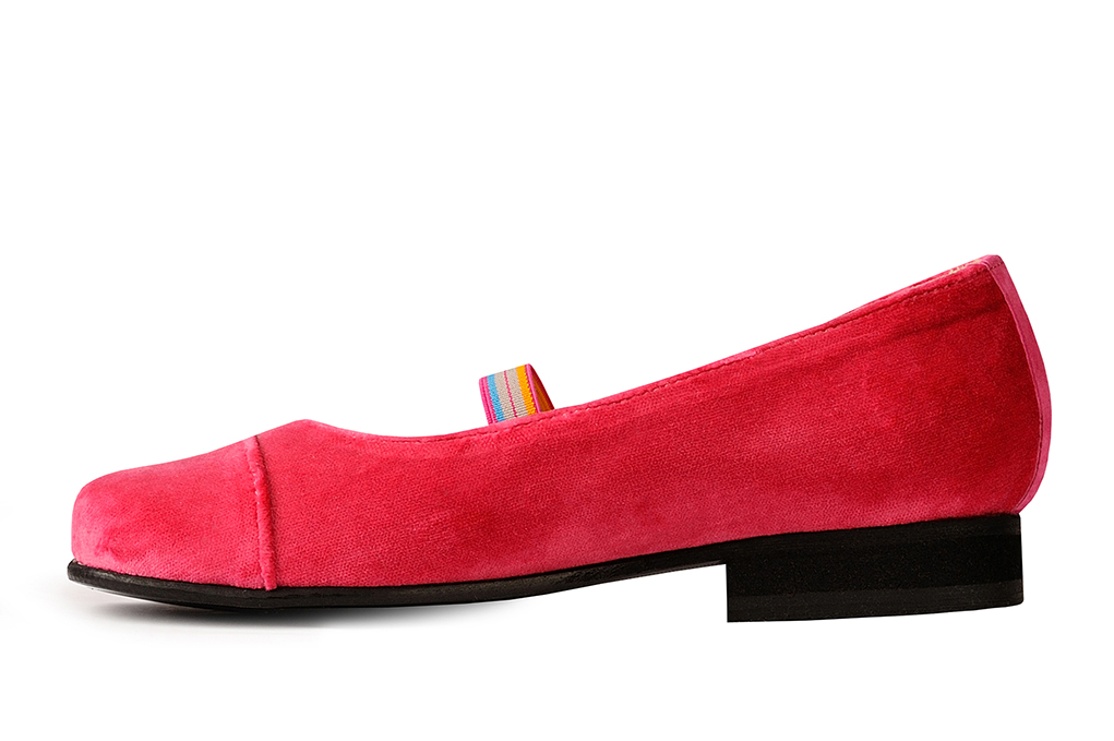 Детские бархатные балетки ярко-розовые 2020122