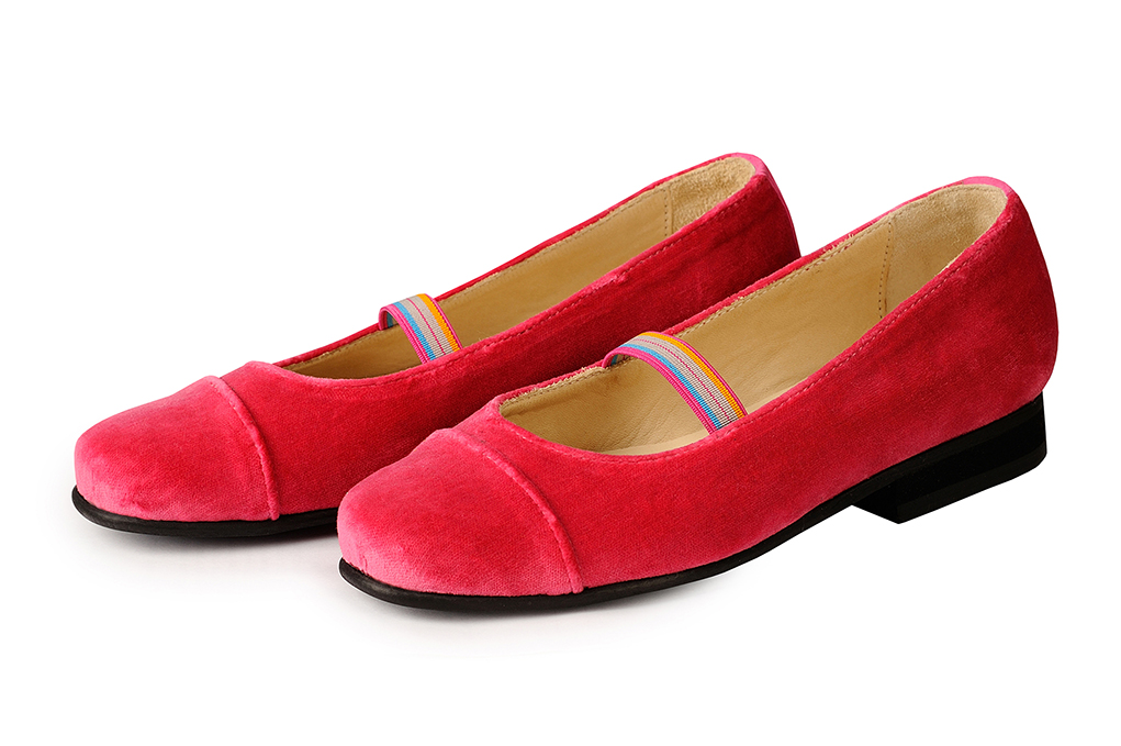 Детские бархатные балетки ярко-розовые 2020122