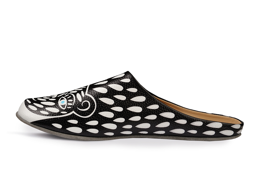 Мужские кожаные  мужские тапочки  "Мишка очень любит мед" р.44