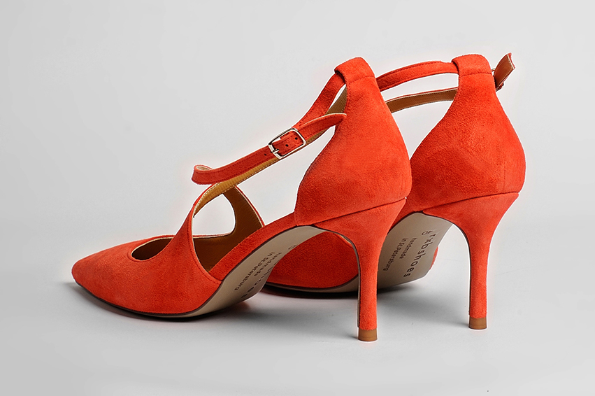 Туфли из замши кораловые "Cris"