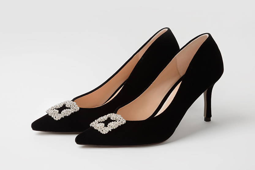 Туфли из бархата черные "Rojer"