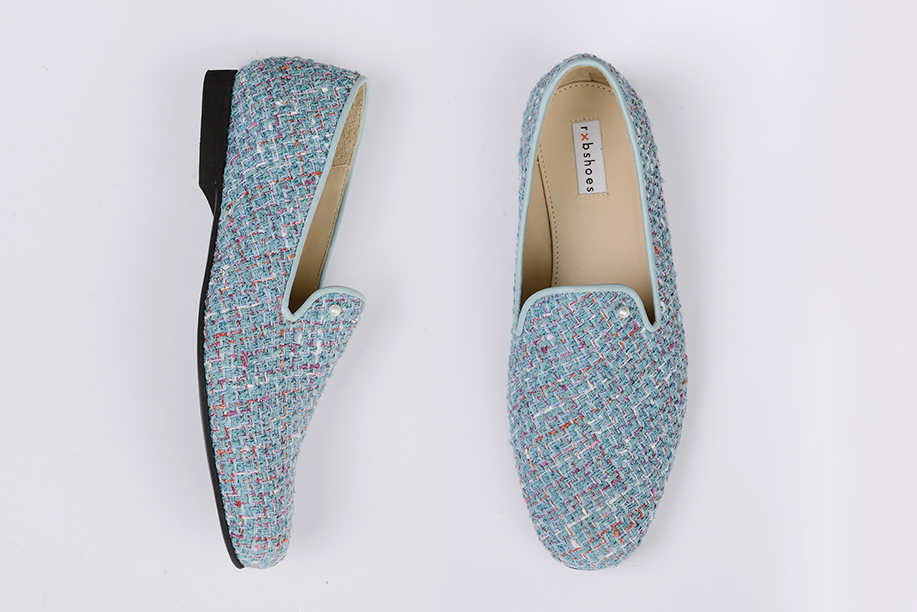 Слиперы женские твидовые голубые