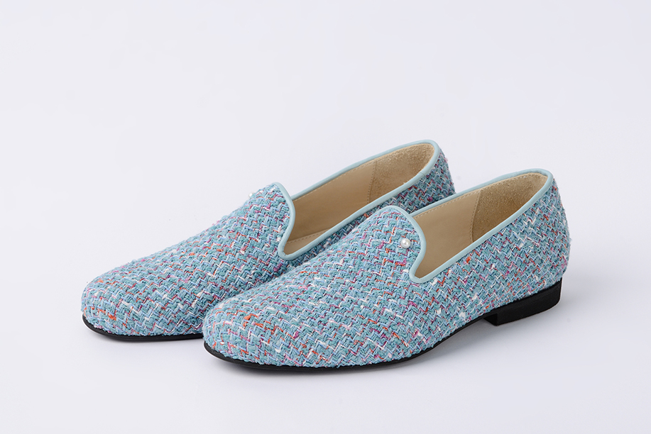 Слиперы женские твидовые голубые