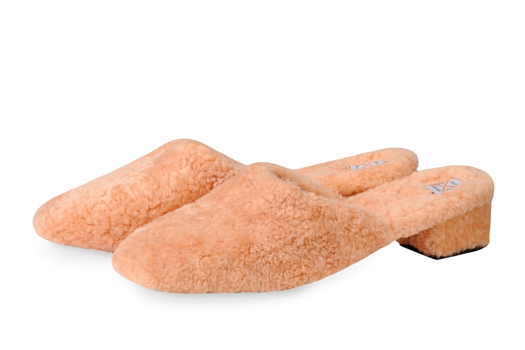 Мюли персикового цвета из натурального меха р,37