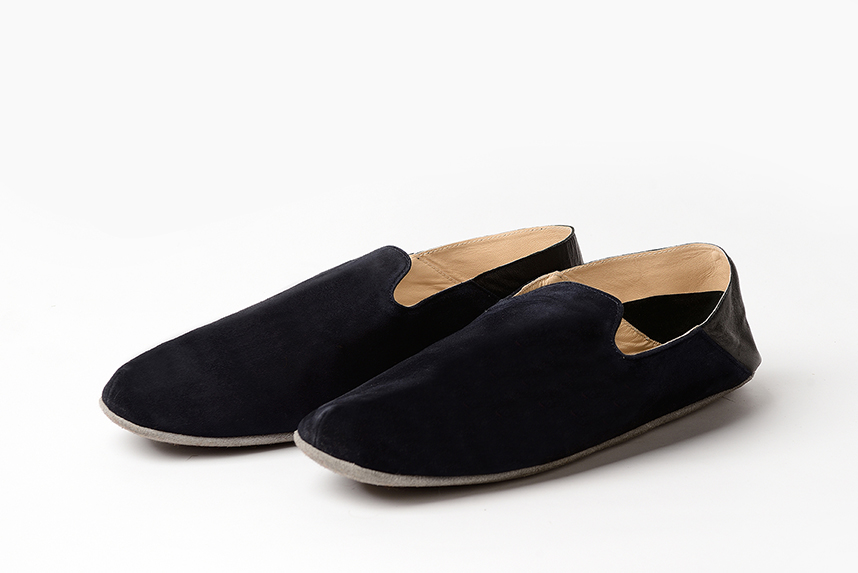 Мужские дорожные тапочки из замши синие