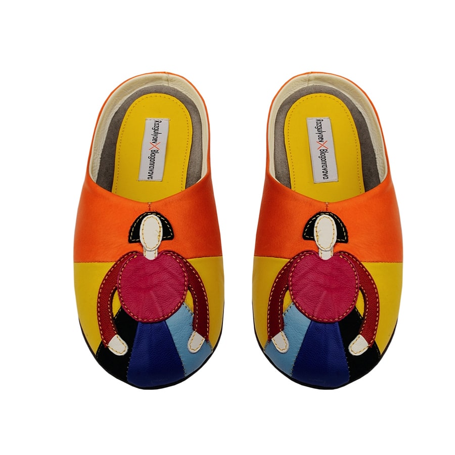 Женские тапочки из кожи  "Супрематизм"