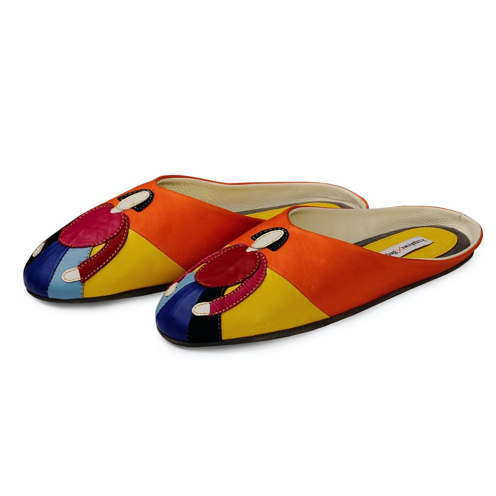 Женские тапочки из кожи  "Супрематизм"