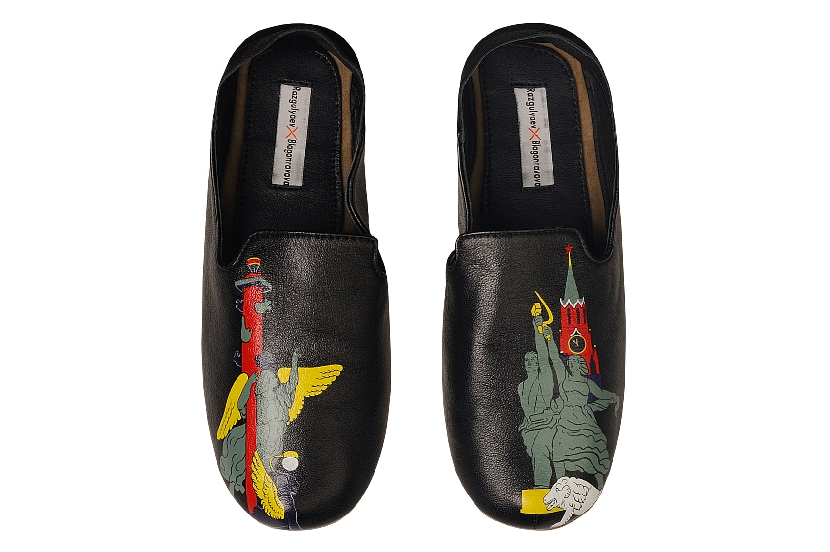 Женские  дорожные тапочки из кожи "Москва-Петербург"