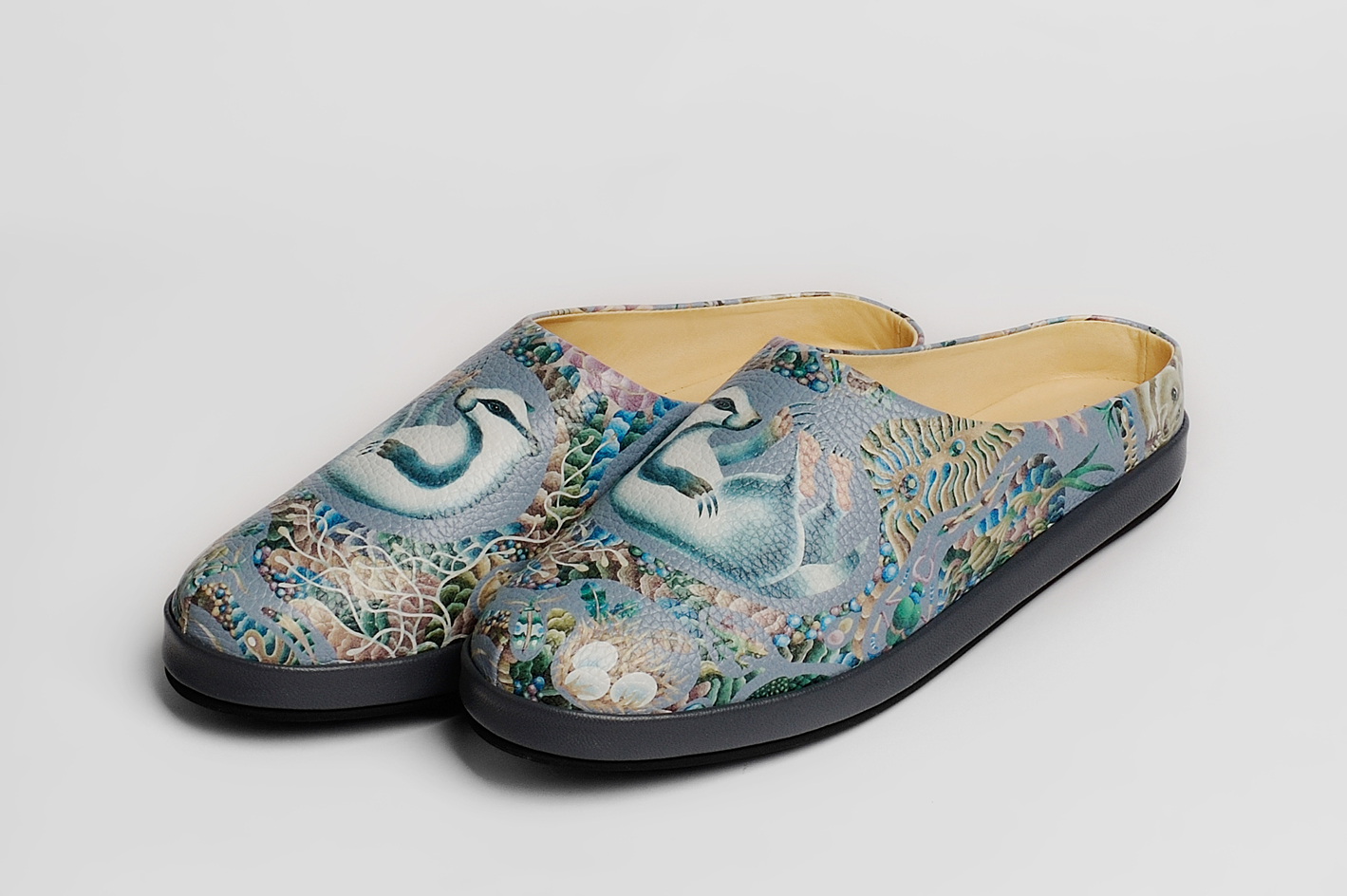 Мужские клоги/тапочки из кожи "Барсук"