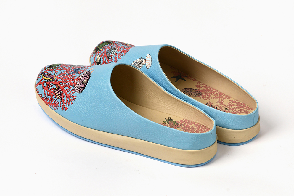 Женские клоги/тапочки из кожи "Морские"