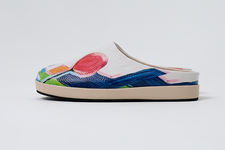 Женские клоги/тапочки из кожи "Тюльпаны"