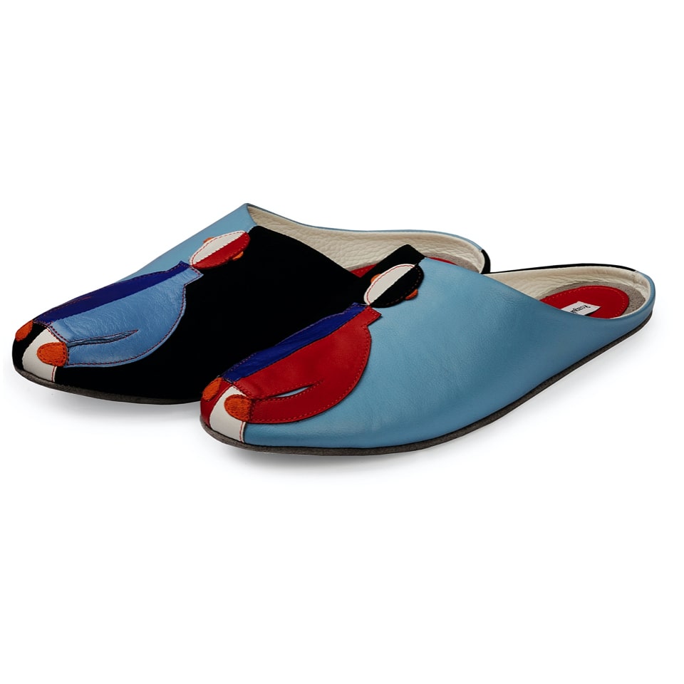 Мужские тапочки из кожи "Супрематизм"