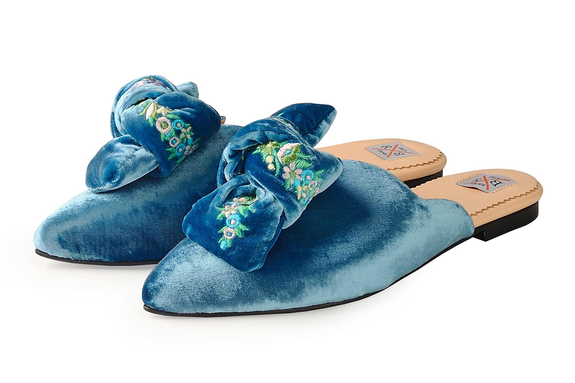 Мюли  бархатные «Серена» с бантом р.36