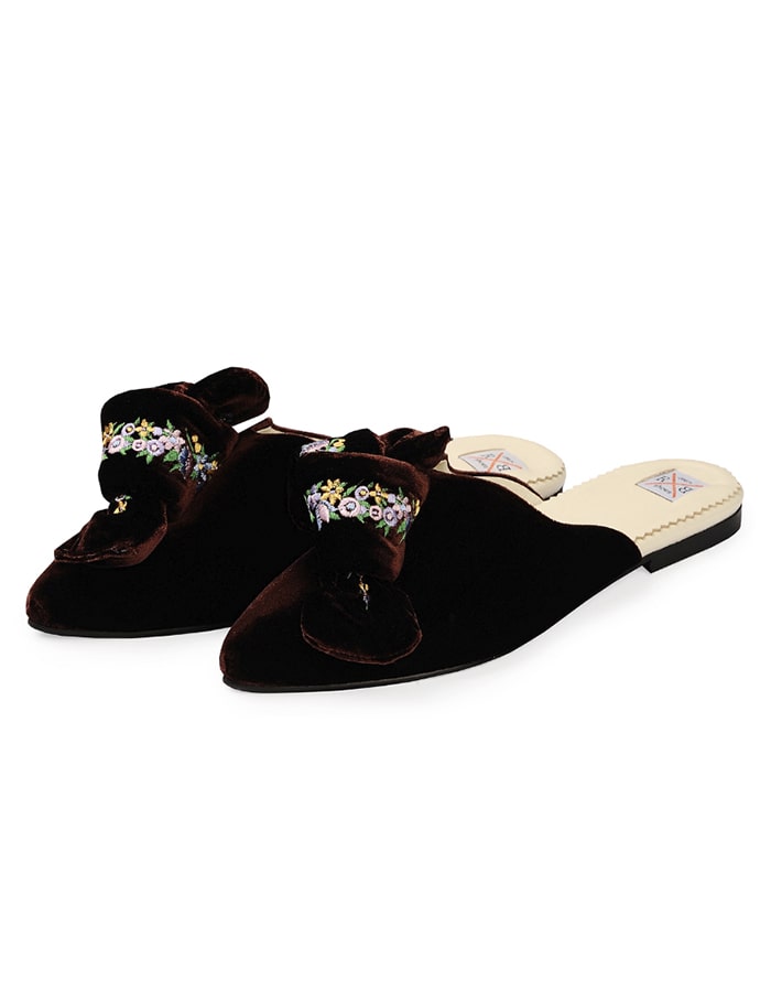 Мюли "Стелла" бордовые с бантом р.36