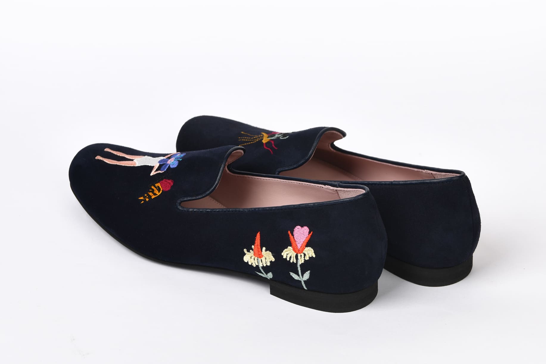 Слиперы женские из замши "Девочка цветок"