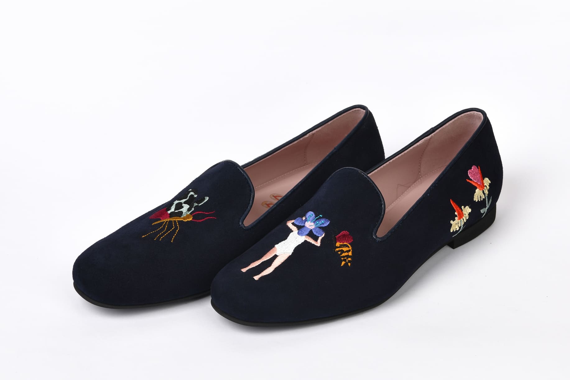 Слиперы женские из замши "Девочка цветок"