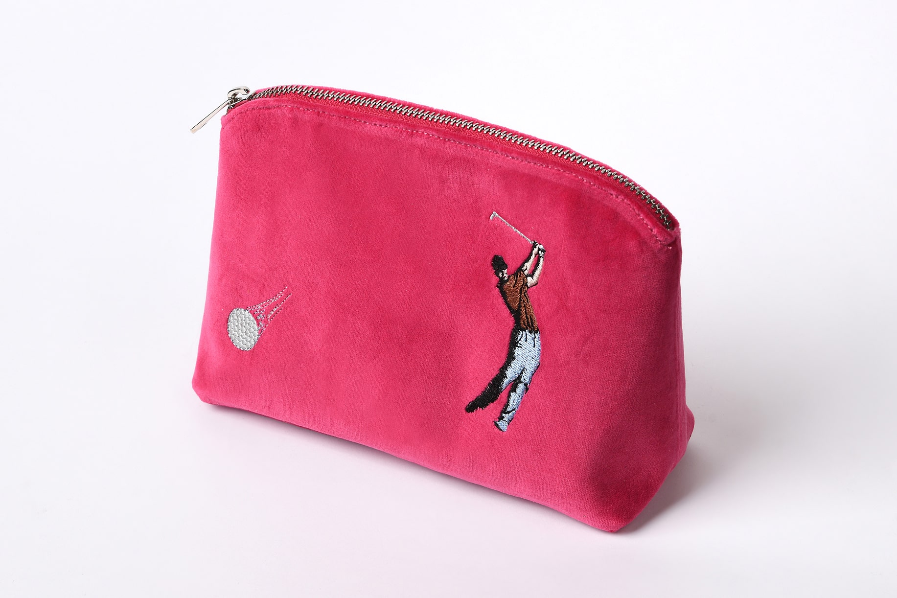 Косметичка гольфиста из розового бархата