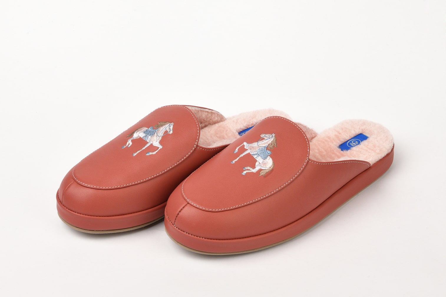 Женские клоги розовые "Лошадка" с мехом