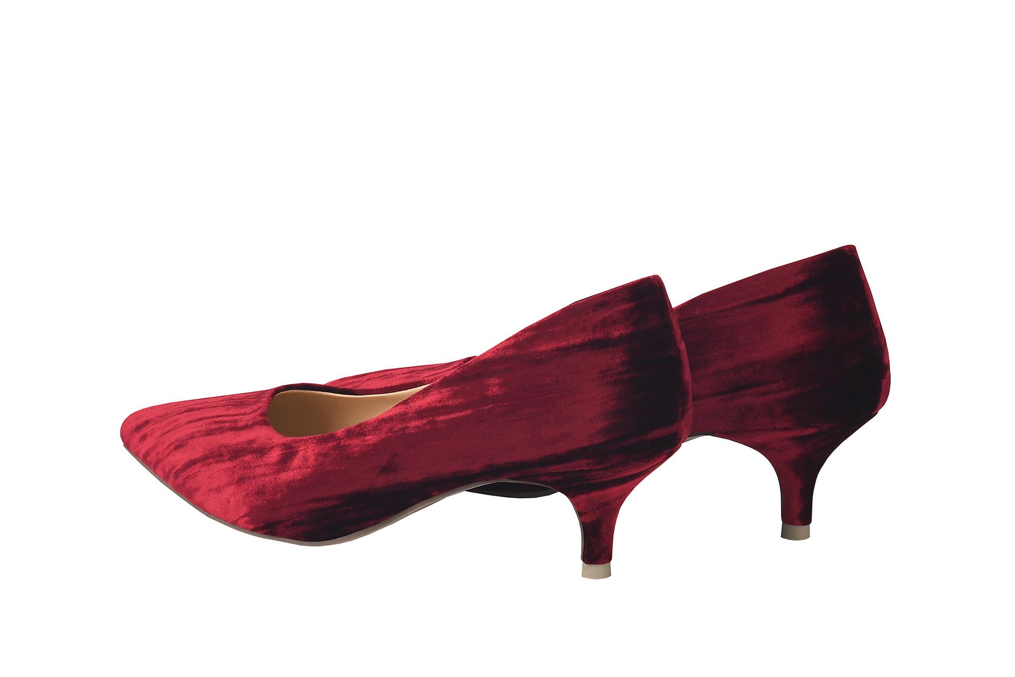 Туфли из бархата бордовые «Мира»