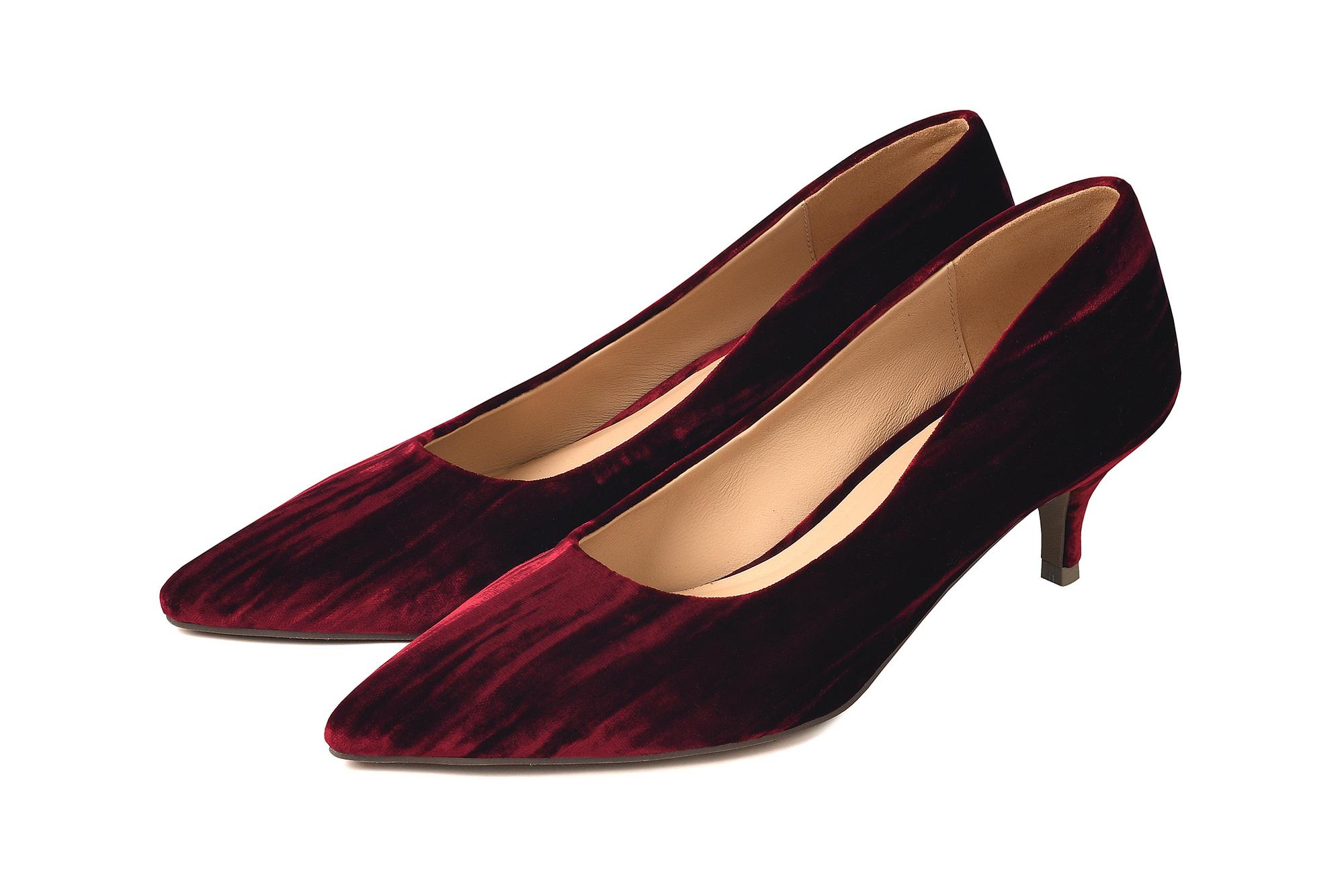 Туфли из бархата бордовые «Мира»