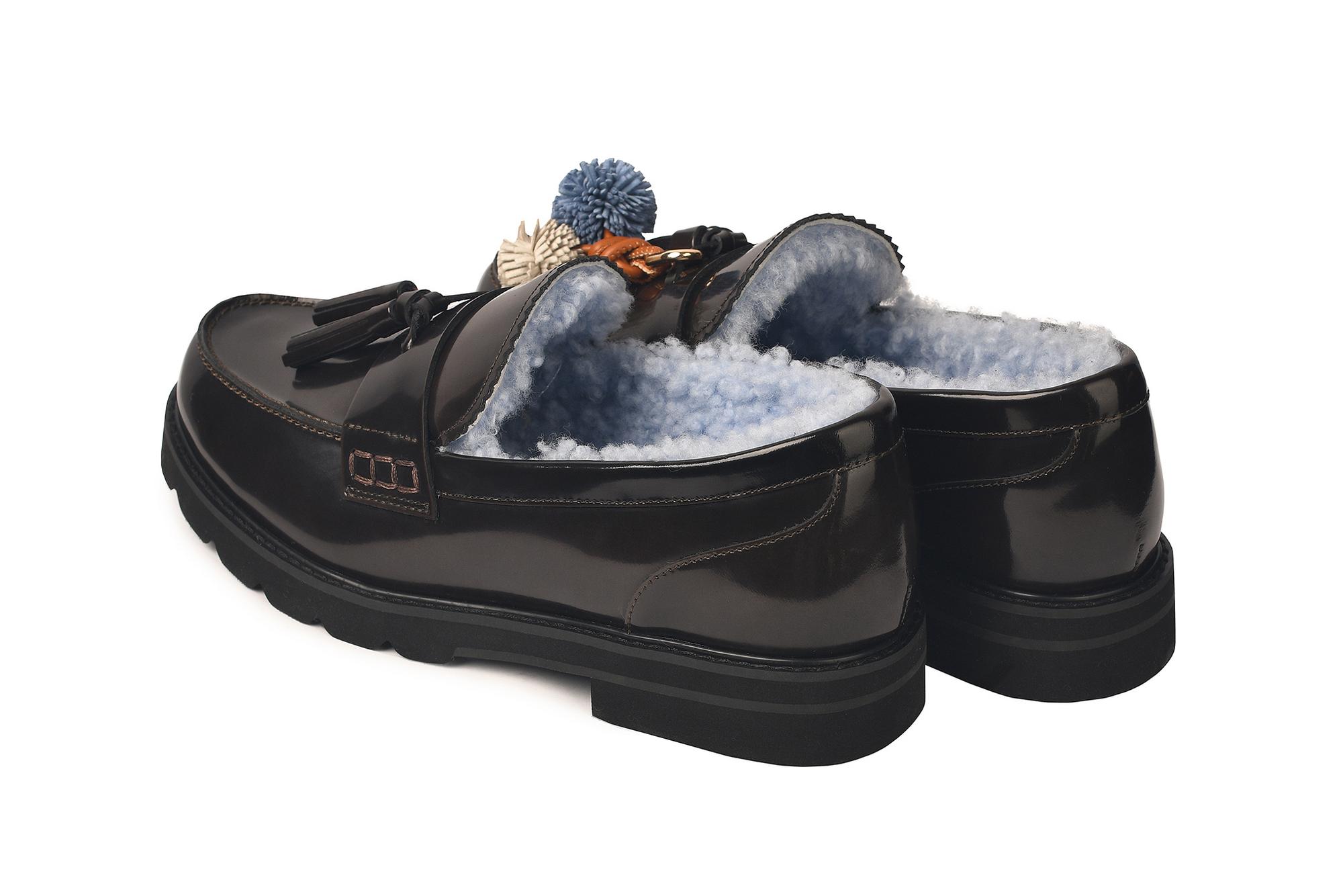 Женские коричневые лоферы из кожи с мехом «Brown Frost»