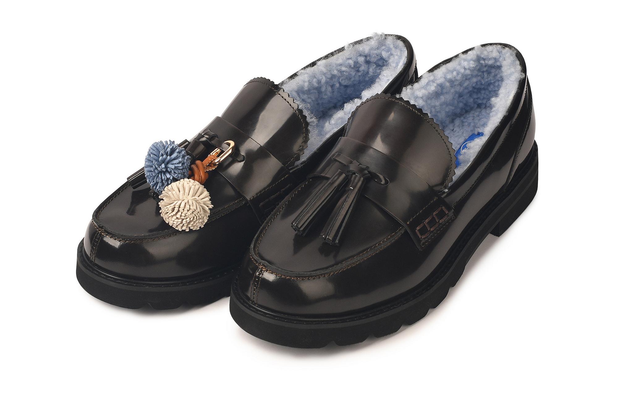 Женские коричневые лоферы из кожи с мехом «Brown Frost»