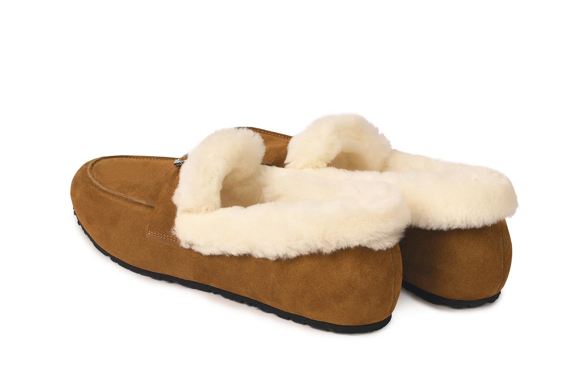 Зимние лоферы с мехом «Caramel Crystal»