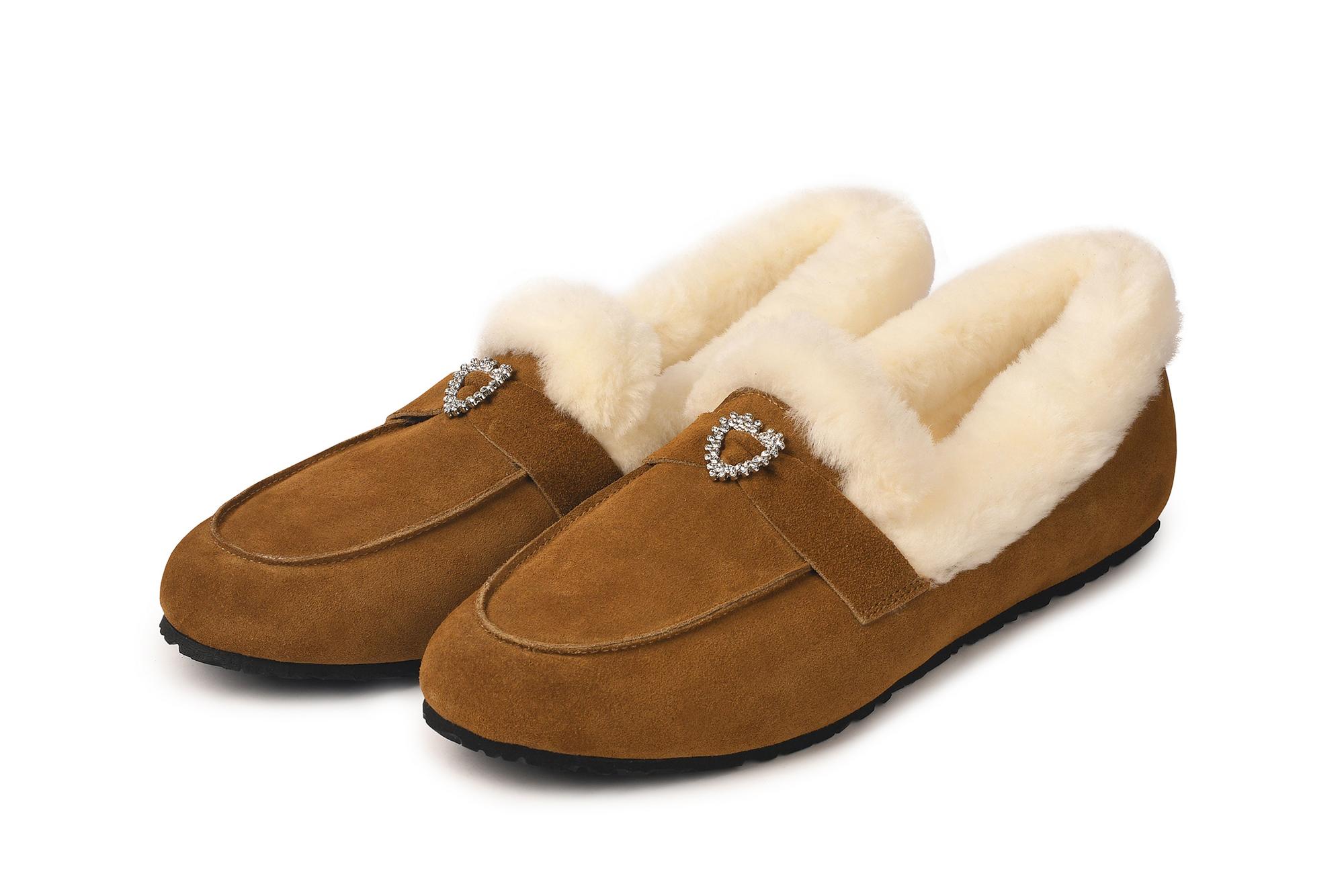 Зимние лоферы с мехом «Caramel Crystal»