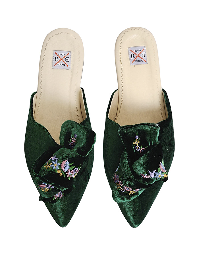 Мюли  бархатные «Грейс» с бантом