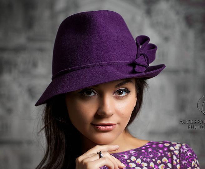 Шляпа, шляпка, стильна шляпа, головной убор, ручная работа, женский головной убор, фетр, шляпа из фетра, осеняя шляпка, зимняя шляпка, шляпка на осень,ретро шляпа, классическая шляпа, женская шляпа, трилби, шляпа трилби, федора, шляпа федора, Анна Андриенко, сливовая шляпа, Шляпа с бантом