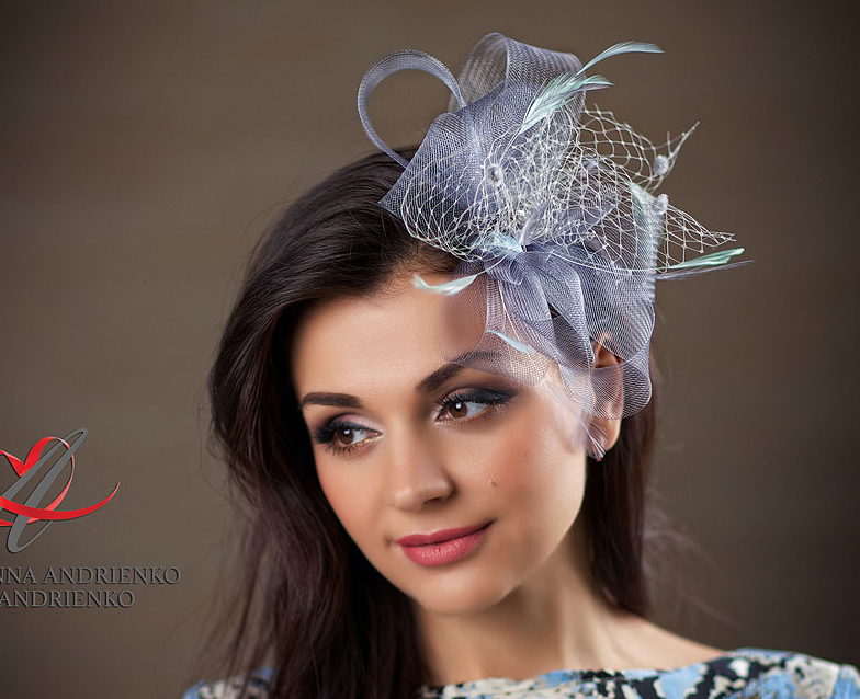 Анна Андриенко, ручная работа, вуалетка, вечерняя вуалетка, вуалетка с перьями, серая вуалетка, шляпка, вечерняя шляпка, купить вуалетку, купить шляпку, шляпки, шляпка для праздника, шляпка для скачек, шляпка с перьями, шляпка с вуалью, Anna Andrienko, hat, hats, millinery