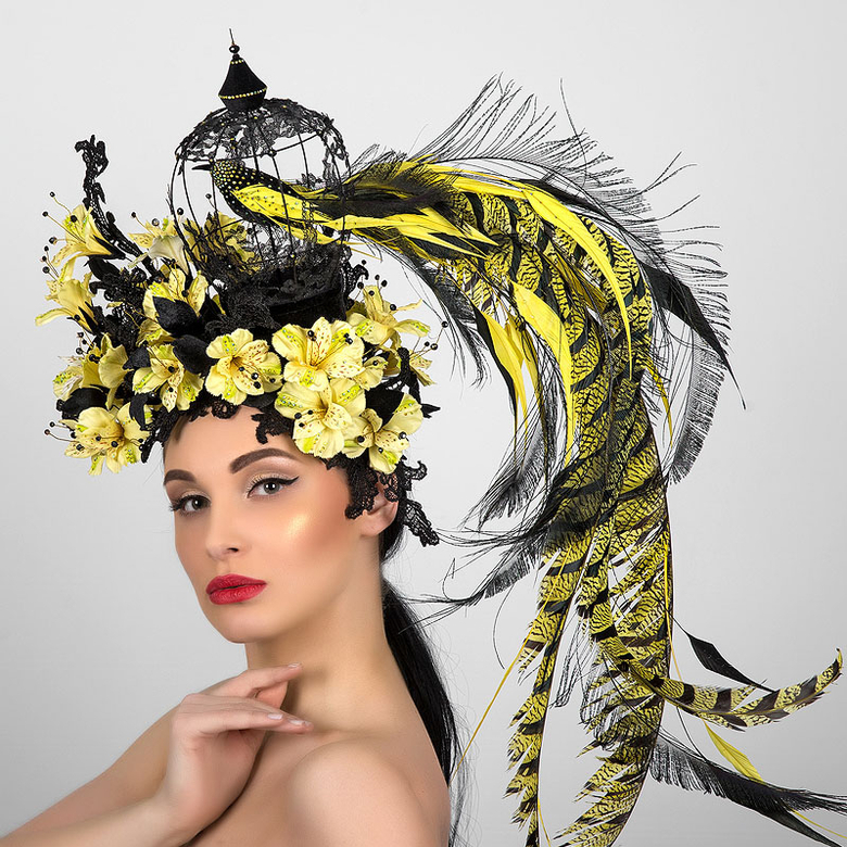 Дизайнерская шляпка от Анны Андриенко, эксклюзивная шляпка ручной работы, шляпка для скачек, эксклюзивная вечерняя шляпка, головные уборы Анны Андриенко